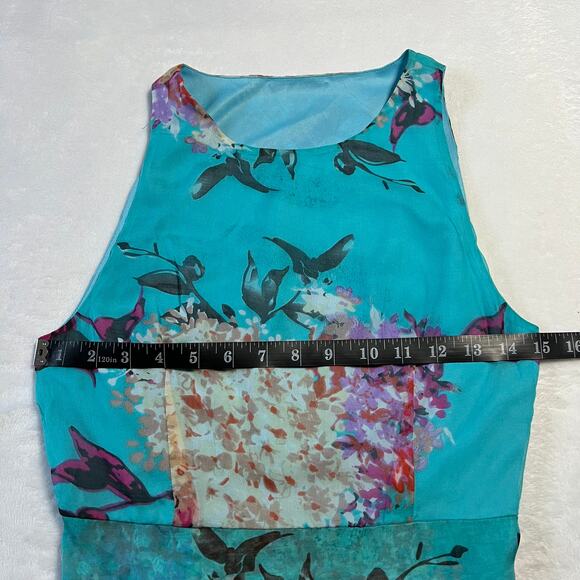 Women's Sleeveless Crewneck Floral Print Fit and Flare Mini Dress Size XS Boho - Picture 7 of 9